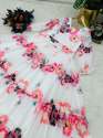 White color Flower Printed Georgette Gown With Ruffle Work  thumb 10