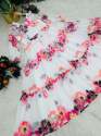 White color Flower Printed Georgette Gown With Ruffle Work  thumb 6