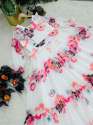 White color Flower Printed Georgette Gown With Ruffle Work  thumb 7