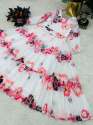White color Flower Printed Georgette Gown With Ruffle Work  thumb 8