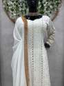 White Color Foux Georgette Embroidery Kurti Pant With Dupatta thumb 6