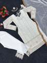White Color Foux Georgette Embroidery Kurti Pant With Dupatta thumb 9