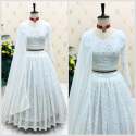 White Color Fox Georgette With Cotton Thread Lehenga Choli thumb 2