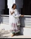 White Color Georgette Anarkali Gown Pant & Dupatta thumb 5
