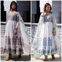 White Color Georgette Anarkali Gown Pant & Dupatta thumb 8