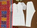 White Color Georgette Kurti Pant With Beautiful Dupatta thumb 6
