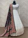 White Color Heavy Georgette Embroidery Work Gown With Dupatta thumb 4