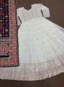 White Color Heavy Georgette Embroidery Work Gown With Dupatta thumb 6