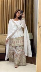 White Color Heavy Georgette Sharara Suit