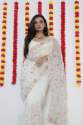 White Color Premium Organza Silk Saree  thumb 3