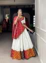 White Color Pure Cotton Navratri Lehenga Choli thumb 3