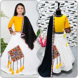 White Color Rayon Cotton Lehenga Choli