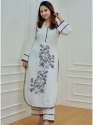 white-color-rayon-kurti-with-pant