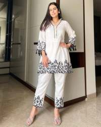 White Color Silk Kurti & Embroidery Work 