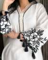 White Color Silk Kurti & Embroidery Work  thumb 2
