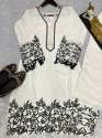 White Color Silk Kurti & Embroidery Work  thumb 7