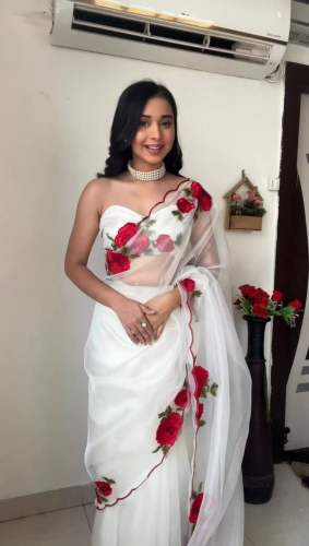 White Color Tibby Silk Ready To Wear Saree 