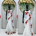 White Color Tibby Silk Ready To Wear Saree  thumb 1