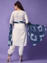 White Color Viscose Rayon Kurti Pant And Dupatta thumb 4