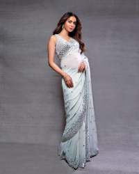 White Exclusive Party Wear Georgette Embroidery Work Saree 