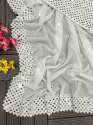 White Exclusive Party Wear Georgette Embroidery Work Saree  thumb 4