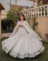 White Georgette With Embroidery Work Gown & Dupatta thumb 1