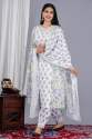 White Lavender Floral Afghani Cotton Suit Set  thumb 2