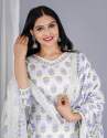 White Lavender Floral Afghani Cotton Suit Set  thumb 3
