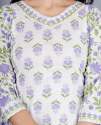 White Lavender Floral Afghani Cotton Suit Set  thumb 7