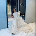 White Party Wear Georgette Saree With Thread & Sequence Work