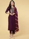 Women Chinon Kurti Pant With Dupatta  thumb 1