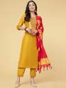 Women Chinon Kurti Pant With Dupatta  thumb 3