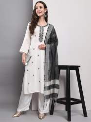 Women Cotton Kurti Pant With Chanderi Cotton Dupatta