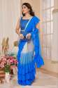 presenting Women's Georgette Frills Design Saree With Layer Jhumarr Ruffle thumb 1