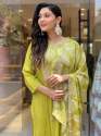 Women's Lemon Yellow Viscose Embroidered Kurta  Sets thumb 4