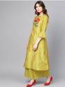 Women's Mustard Yellow Viscose Chanderi Kurta With Palazzos