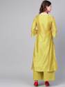 Women's Mustard Yellow Viscose Chanderi Kurta With Palazzos thumb 2