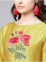 Women's Mustard Yellow Viscose Chanderi Kurta With Palazzos thumb 4