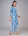 Womens Blue Cotton Blend Kurti Pant Set  thumb 2