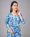 Womens Blue Cotton Blend Kurti Pant Set  thumb 3