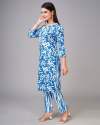 Womens Blue Cotton Blend Kurti Pant Set  thumb 4
