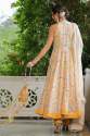 Yellow And White Print Neck Anarkali Set thumb 2