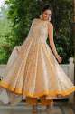 Yellow And White Print Neck Anarkali Set thumb 5