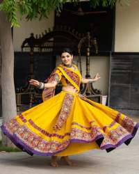 Yellow Color Butter Silk Embroidery Lehenga Choli