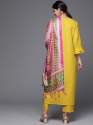 Yellow Cotton Kurti Pant Set With Sequence Embroidery Work  thumb 2