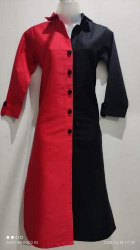 New Long Red And Black Kurti For Women by Mohan Dresses