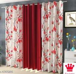 New Collection Printed And Plain Window Curtain
