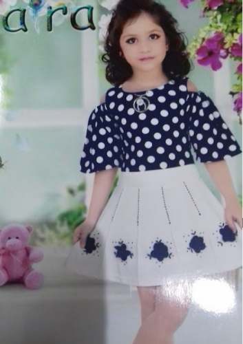 Buy White And Blue Printed Girls Kids Frock by Sunita