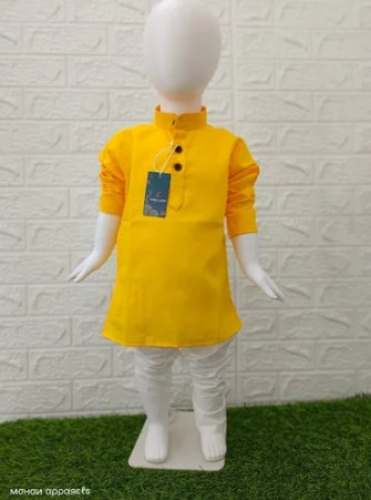 Kids haldi yellow kurta pajama by Mohan Apparels