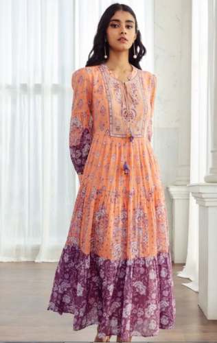 Elegant Floral One Piece Dress by Ritu Kumar by Ritu Kumar